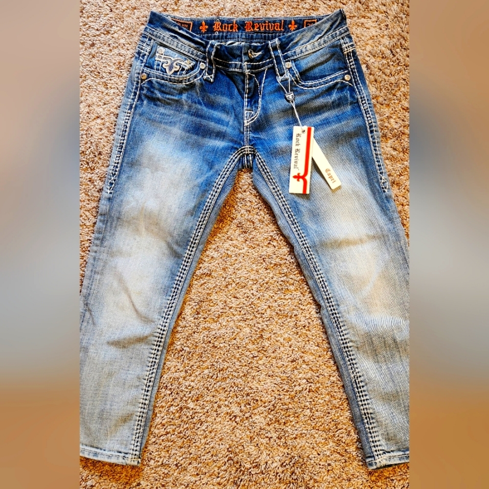Rock Revival Blue Jeans, woman's size 26, new, lowrise, stretch